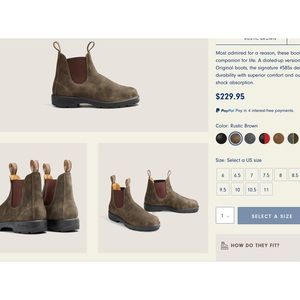 Women’s size 9.5 Blundstone Chelsea boots in rustic brown suede.